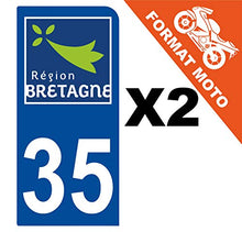 Supstick 2 Stickers Autocollants Plaques Immatriculation Moto Dept 35 Bretagne Bleu Foncé 1 Angle Arrondi
