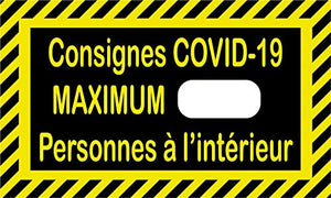 Lot de 5 Panneaux signalétique consignes covid - format rectangle 30x10,5cm couleur noir et jaune