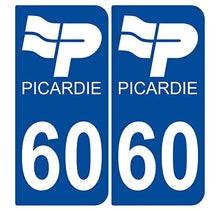 Supstick 2 Stickers Autocollants Plaques Immatriculation Auto Dept 60 Picardie Bleu Foncé Angles Arrondis