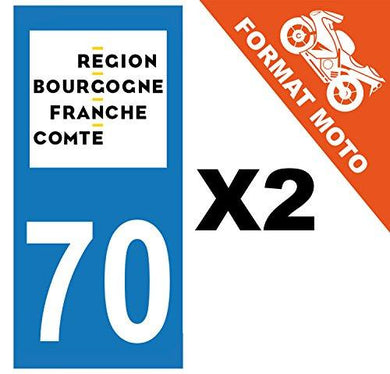 supstick 2 Stickers Autocollant Plaque IMMATRICULATION Moto DEPT 70 Region Bourgogne-Franche-Comté Format rectangulaire - supstick.fr