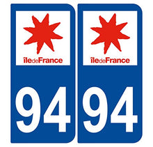 Supstick 2 Stickers Autocollants Plaques Immatriculation Auto Dept 94 Ile de France Bleu Foncé Angles Arrondis