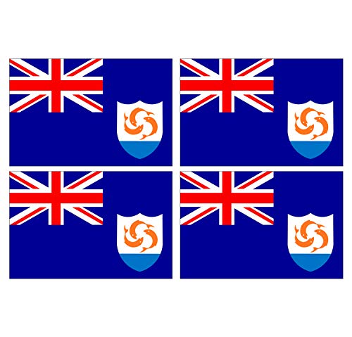 Supstick Lot de 4 Autocollants Stickers Drapeau de Pays Nation Anguilla Format 12x8cm