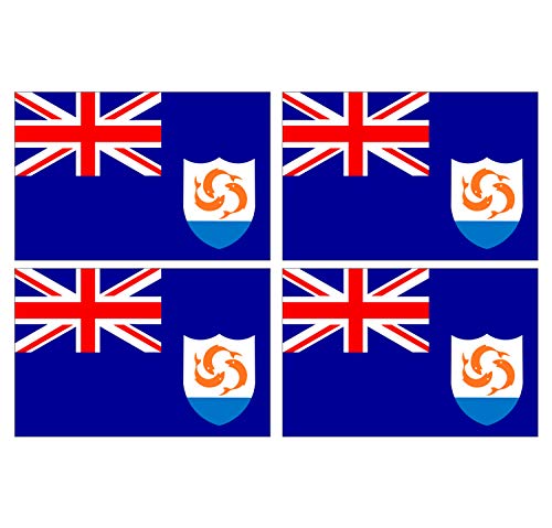 Supstick Lot de 4 Autocollants Stickers Drapeau de Pays Nation Anguilla Format 12x8cm