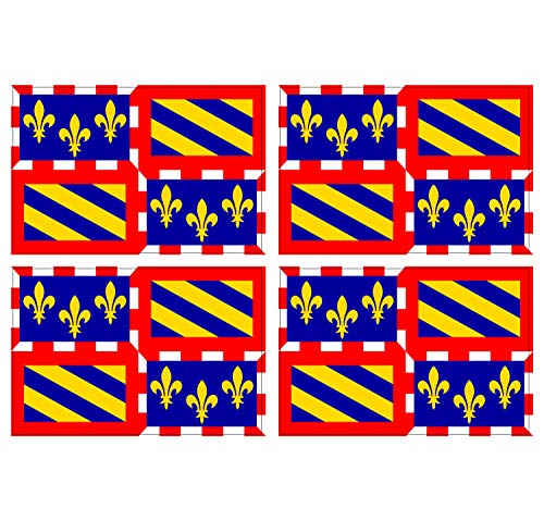 Supstick Lot de 4 Autocollants Stickers Drapeau de département région française Bourgogne Format 6x4cm