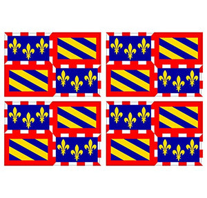 Supstick Lot de 4 Autocollants Stickers Drapeau de département région française Bourgogne Format 12x8cm