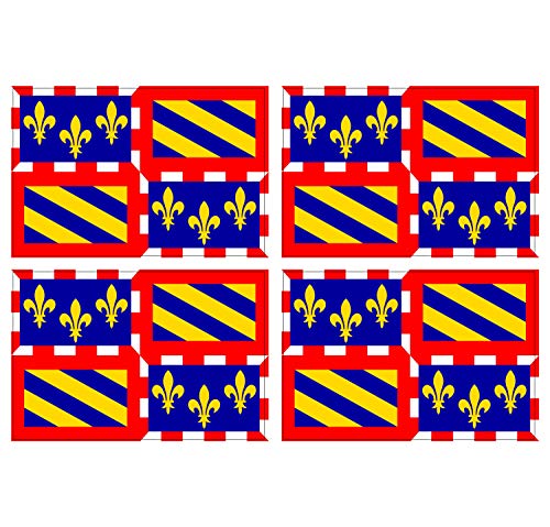 Supstick Lot de 4 Autocollants Stickers Drapeau de département région française Bourgogne Format 12x8cm