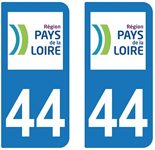 supstick 2 STICKERS AUTOCOLLANT PLAQUE IMMATRICULATION DEPT 44 Région Pays de la Loire - supstick.fr