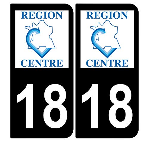 Supstick 2 Stickers Autocollants Plaques Immatriculation Auto Dept 18 Centre Noir Angles Arrondis