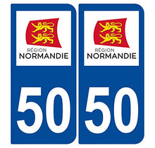 Supstick 2 Stickers Autocollants Plaques Immatriculation Auto Dept 50 Normandie Bleu Foncé Angles Arrondis