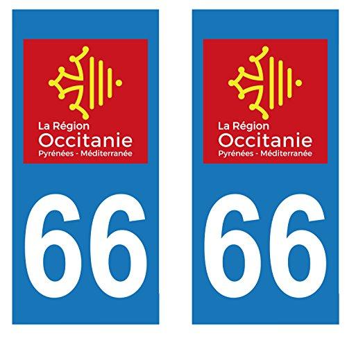 supstick 2 STICKERS AUTOCOLLANT PLAQUE IMMATRICULATION DEPT 66 région Occitanie format rectangulaire - supstick.fr