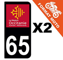 Supstick 2 Stickers Autocollants Plaques Immatriculation Moto Dept 65 Occitanie Noir 2 Angles Arrondis