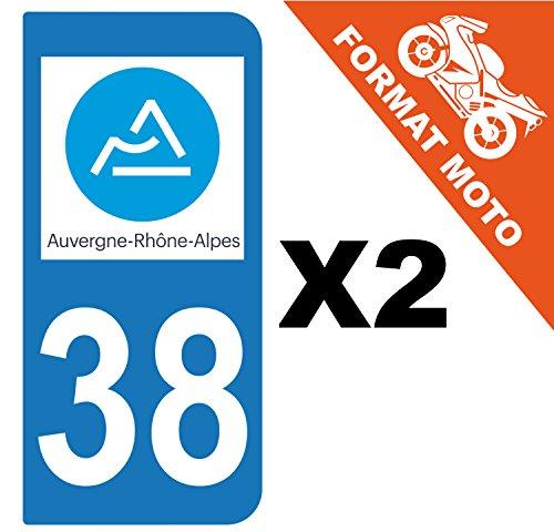 supstick 2 Stickers Autocollant Plaque IMMATRICULATION Moto DEPT 38 Auvergne-Rhône-Alpes - supstick.fr