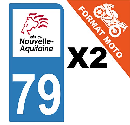 Supstick 2 Stickers Autocollants Plaques Immatriculation Moto Dept 79 Nouvelle Aquitaine Bleu Clair 1 Angle Arrondi