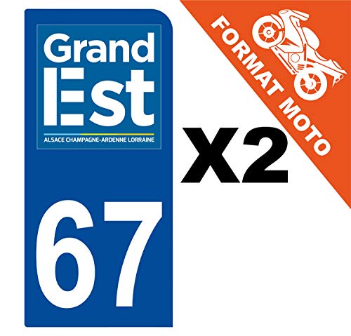 Supstick 2 Stickers Autocollants Plaques Immatriculation Moto Dept 67 Grand est Bleu Foncé 1 Angle Arrondi