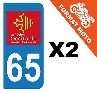 supstick 2 Stickers Autocollant Plaque IMMATRICULATION Moto DEPT 65 Région Occitanie - supstick.fr