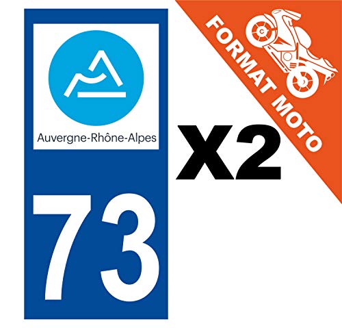 Supstick 2 Stickers Autocollants Plaques Immatriculation Moto Dept 73 Auvergne Rhône Alpes Bleu Foncé Angles Carrés