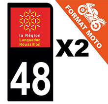 Supstick 2 Stickers Autocollants Plaques Immatriculation Moto Dept 48 Languedoc Roussillon Noir 1 Angle Arrondi