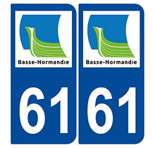 Supstick 2 Stickers Autocollants Plaques Immatriculation Auto Dept 61 Basse Normandie Bleu Foncé Angles Arrondis