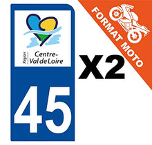 Supstick 2 Stickers Autocollants Plaques Immatriculation Moto Dept 45 Centre Val de Loire Bleu Foncé 1 Angle Arrondi