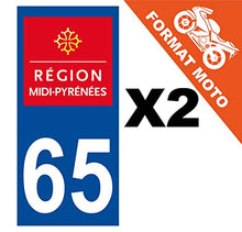 Supstick 2 Stickers Autocollants Plaques Immatriculation Moto Dept 65 Midi Pyrénées Bleu Foncé Angles Carrés