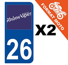 Supstick 2 Stickers Autocollants Plaques Immatriculation Moto Dept 26 Rhône Alpes Bleu Foncé 2 Angles Arrondis