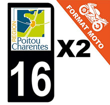 Supstick 2 Stickers Autocollants Plaques Immatriculation Moto Dept 16 Poitou Charentes Noir 2 Angles Arrondis
