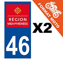 Supstick 2 Stickers Autocollants Plaques Immatriculation Moto Dept 46 Midi Pyrénées Bleu Foncé Angles Carrés
