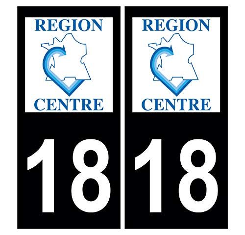 Supstick 2 Stickers Autocollants Plaques Immatriculation Auto Dept 18 Centre Noir Angles Carrés