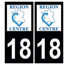 Supstick 2 Stickers Autocollants Plaques Immatriculation Auto Dept 18 Centre Noir Angles Carrés