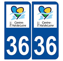 Supstick 2 Stickers Autocollants Plaques Immatriculation Auto Dept 36 Centre Val de Loire Bleu Foncé Angles Arrondis