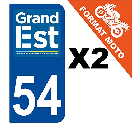 Supstick 2 Stickers Autocollants Plaques Immatriculation Moto Dept 54 Grand Est Bleu Foncé 2 Angles Arrondis