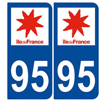 Supstick 2 Stickers Autocollants Plaques Immatriculation Auto Dept 95 Ile de France Bleu Foncé Angles Arrondis