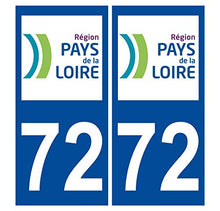 Supstick 2 Stickers Autocollants Plaques Immatriculation Auto Dept 72 Pays de la Loire Bleu Foncé Angles Carrés
