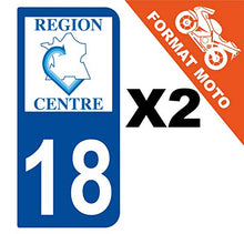 Supstick 2 Stickers Autocollants Plaques Immatriculation Moto Dept 18 Centre Bleu Foncé 2 Angles Arrondis