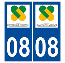 Supstick 2 Stickers Autocollants Plaques Immatriculation Auto Dept 08 Champagne Ardenne Bleu Foncé Angles Carrés