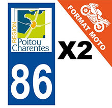 Supstick 2 Stickers Autocollants Plaques Immatriculation Moto Dept 86 Poitou Charentes Bleu Foncé Angles Carrés