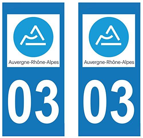 supstick 2 STICKERS AUTOCOLLANT PLAQUE IMMATRICULATION DEPT 03 Auvergne-Rhône-Alpes format rectangulaire - supstick.fr