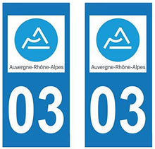 supstick 2 STICKERS AUTOCOLLANT PLAQUE IMMATRICULATION DEPT 03 Auvergne-Rhône-Alpes format rectangulaire - supstick.fr