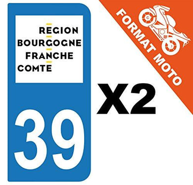 supstick 2 Stickers Autocollant Plaque IMMATRICULATION Moto DEPT 39 Region Bourgogne-Franche-Comté - supstick.fr