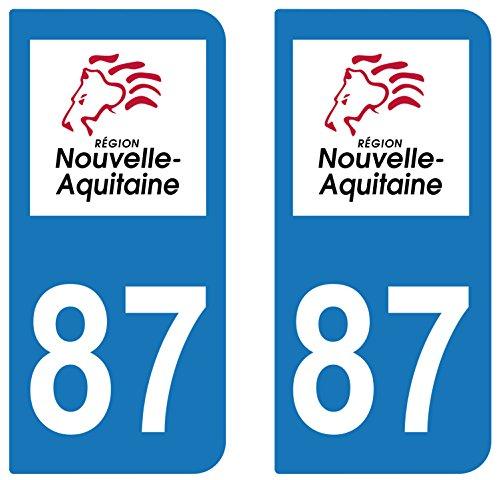 supstick 2 STICKERS AUTOCOLLANT PLAQUE IMMATRICULATION DEPT 87 Nouvelle-Aquitaine - supstick.fr