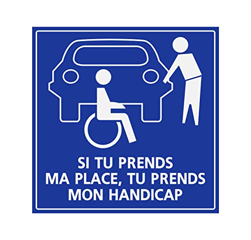 Supstick Autocollants Stickers Handicapé - Personne à mobilité réduite si tu Prends ma Place, Prends Aussi Mon Handicap 5x5cm