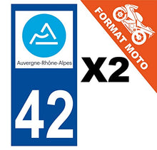 Supstick 2 Stickers Autocollants Plaques Immatriculation Moto Dept 42 Auvergne Rhône Alpes Bleu Foncé Angles Carrés