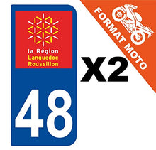 Supstick 2 Stickers Autocollants Plaques Immatriculation Moto Dept 48 Languedoc Roussillon Bleu Foncé 2 Angles Arrondis
