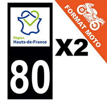 Supstick 2 Stickers Autocollants Plaques Immatriculation Moto Dept 80 Hauts de France Noir Angles Carrés