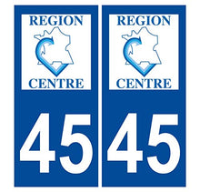 Supstick 2 Stickers Autocollants Plaques Immatriculation Auto Dept 45 Centre Bleu Foncé Angles Carrés