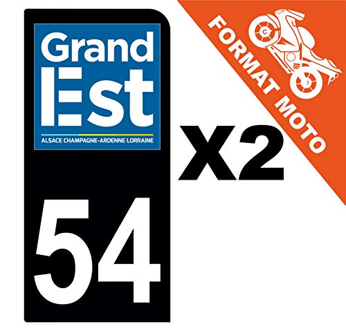 Supstick 2 Stickers Autocollants Plaques Immatriculation Moto Dept 54 Grand Est Noir 1 Angle Arrondi