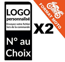 Supstick 2 Stickers Autocollants Plaques Immatriculation personnalisé Format Moto Noir 1 Angle Arrondi