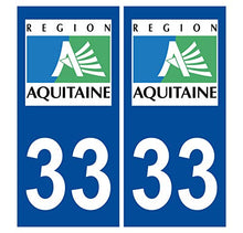 Supstick 2 Stickers Autocollants Plaques Immatriculation Auto Dept 33 Aquitaine Bleu Foncé Angles Carrés