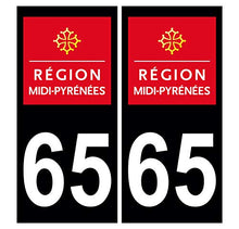 Supstick 2 Stickers Autocollants Plaques Immatriculation Auto Dept 65 Midi Pyrénées Noir Angles Carrés