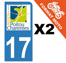 Supstick 2 Stickers Autocollants Plaques Immatriculation Moto Dept 17 Poitou Charentes Bleu Clair 1 Angle Arrondi